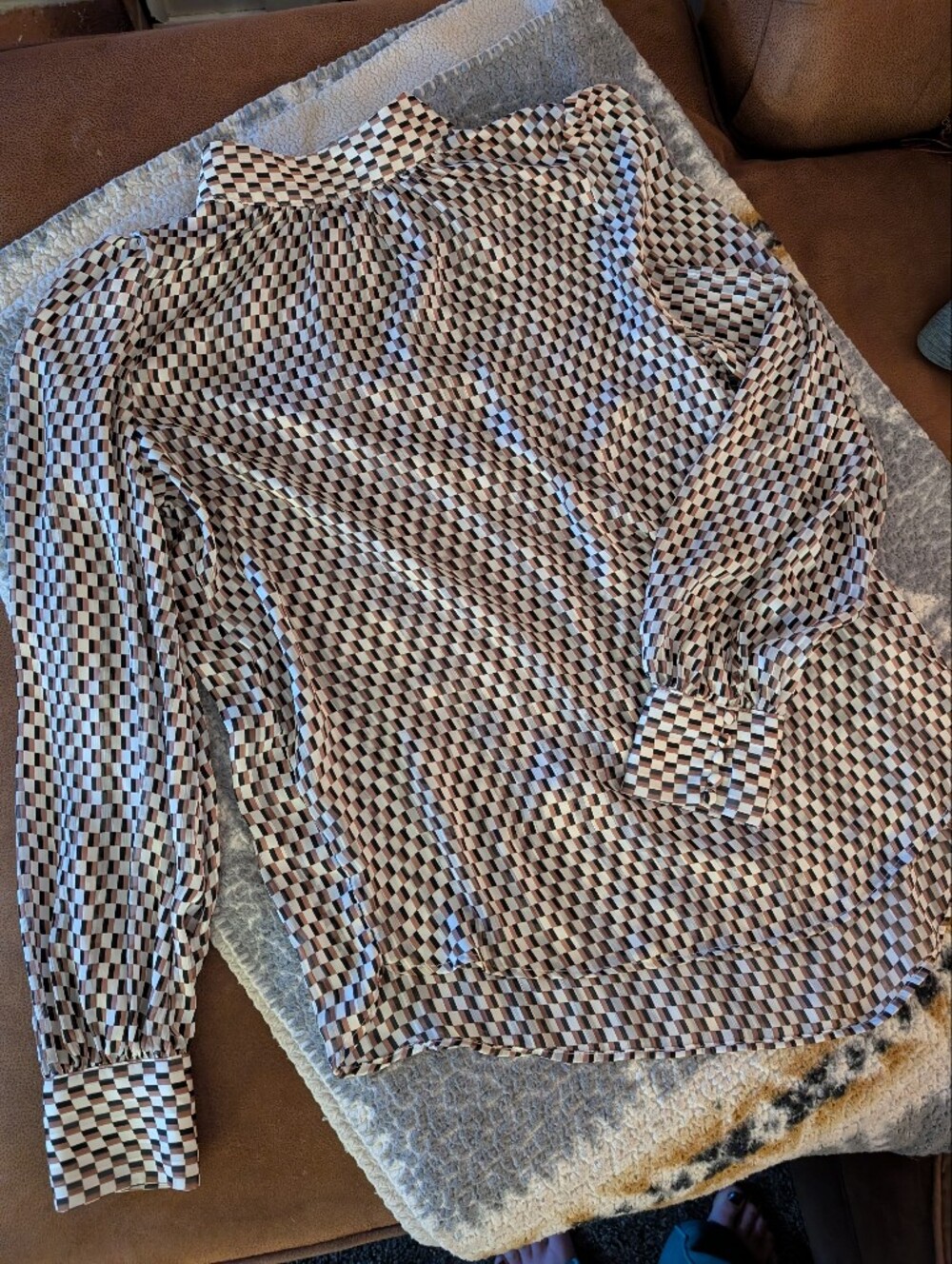 H&M Semi Sheer Mock Neck Blouse